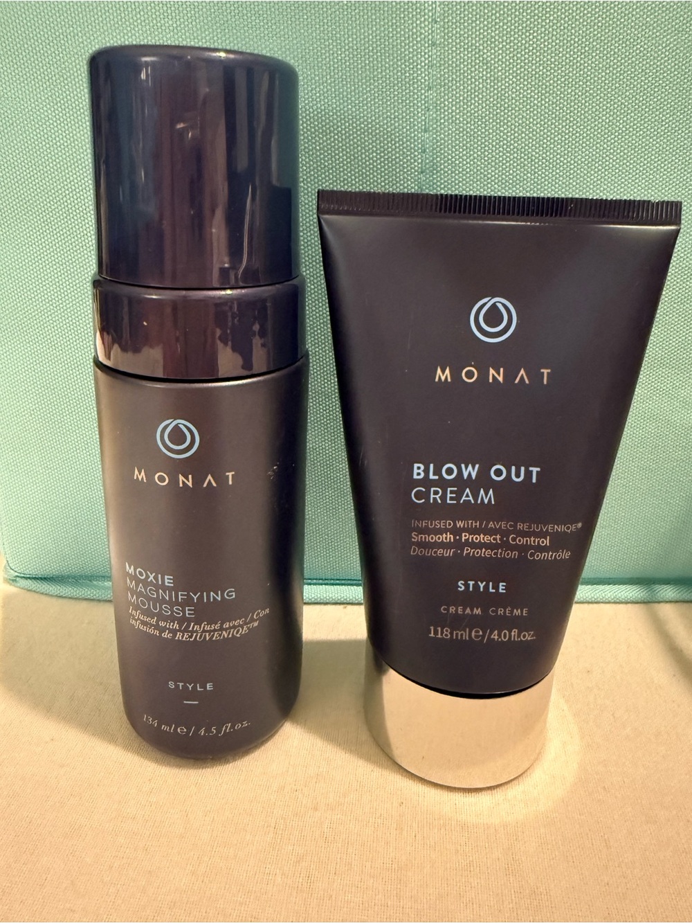 Authentic MONAT Styling Blow Out Cream & Moxie Magnifying Mousse - Black